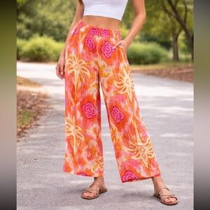C&C California Pink and Orange Wide-Leg Pants